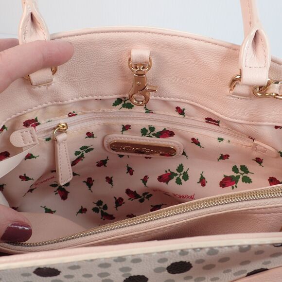 Betsey Johnson Pearl of a Girl Creme Dot Satchel Shoulder Bag Hard to Find! - Picture 8 of 16